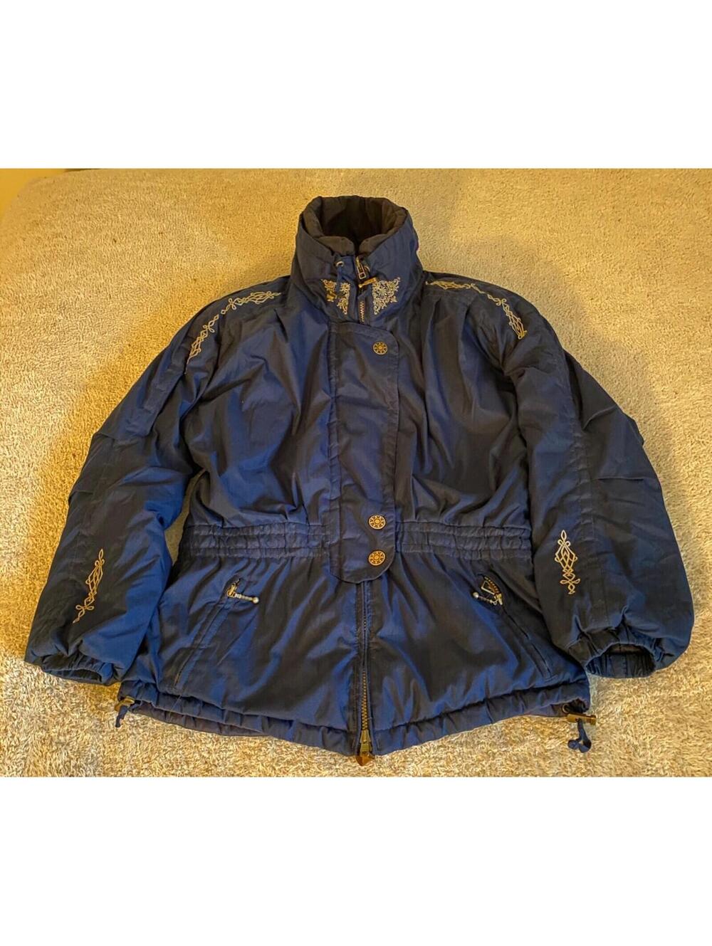 VTG Obermeyer Soho Blue Ski Jacket Coat Women’s Size 10 Embroidered Thermolite